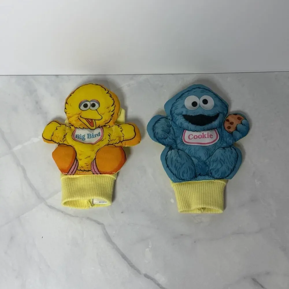 Vtg 1988 Playskool Sesame Street Foot Jingles Rattles Big Bird & Cookie Monster